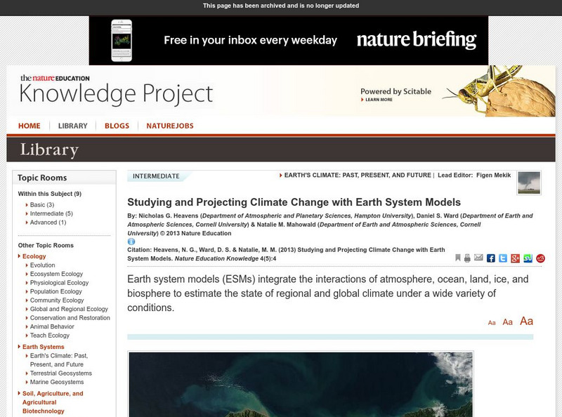 Nature Education: Studying and Projecting Climate Change Article Nature Education: Studying and Projecting Climate Change Article