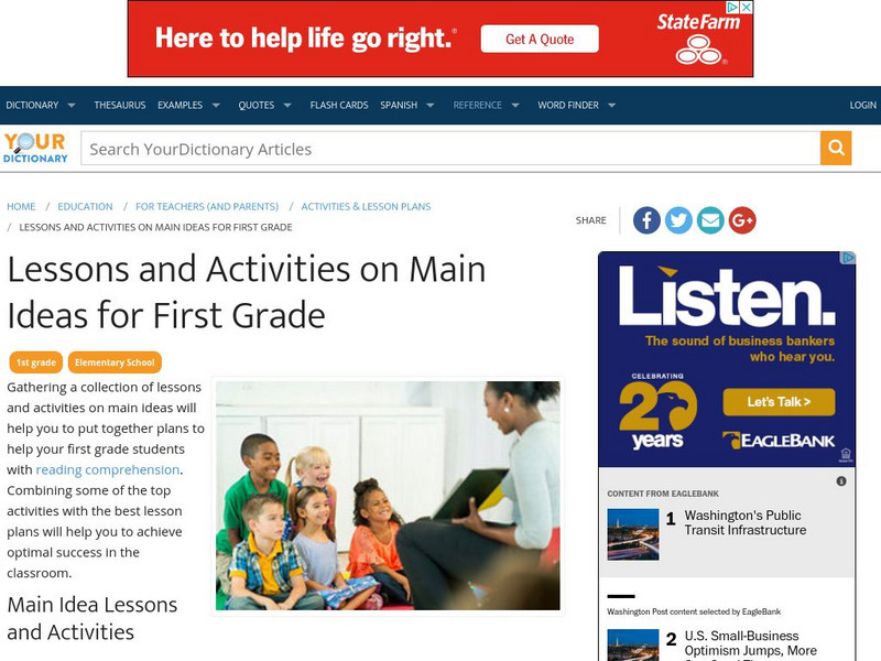 Your Dictionary: Lessons and Activities on Main Ideas for First Grade Lesson Plan Your Dictionary: Lessons and Activities on Main Ideas for First Grade Lesson Plan