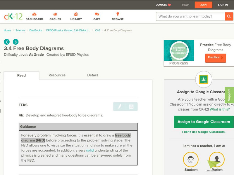 Ck 12: Episd: Free Body Diagrams Unit Plan Ck 12: Episd: Free Body Diagrams Unit Plan