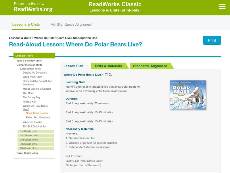 Read Works: Read Aloud Lesson: Where Do Polar Bears Live? Lesson Plan Read Works: Read Aloud Lesson: Where Do Polar Bears Live? Lesson Plan