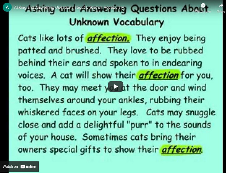 Axelson Academy(you Tube:)asking and Answering Questions About Unknown Vocabulary Professional Doc Axelson Academy(you Tube:)asking and Answering Questions About Unknown Vocabulary Professional Doc