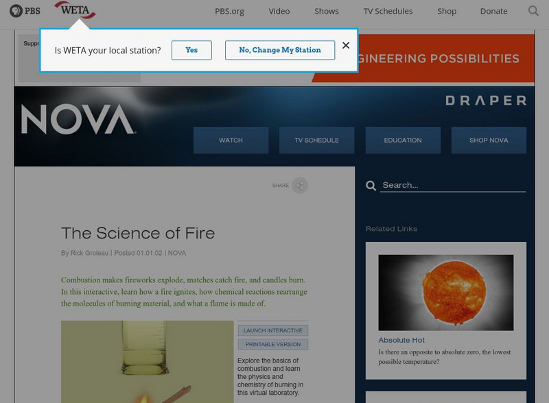 Pbs: The Science of Fire Website Pbs: The Science of Fire Website