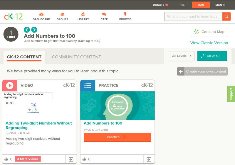 Ck 12: Elem Math: Overview of Addition Sums to 100 Instructional Video Ck 12: Elem Math: Overview of Addition Sums to 100 Instructional Video