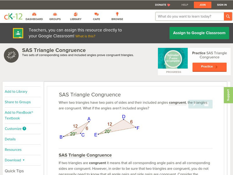 Ck 12: Geometry: Sas Triangle Congruence Unit Plan Ck 12: Geometry: Sas Triangle Congruence Unit Plan