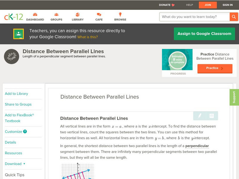 Ck 12: Geometry: Distance Between Parallel Lines Unit Plan Ck 12: Geometry: Distance Between Parallel Lines Unit Plan
