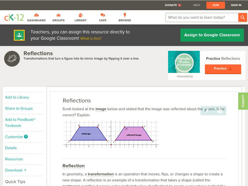 Ck 12: Geometry: Reflections Unit Plan Ck 12: Geometry: Reflections Unit Plan