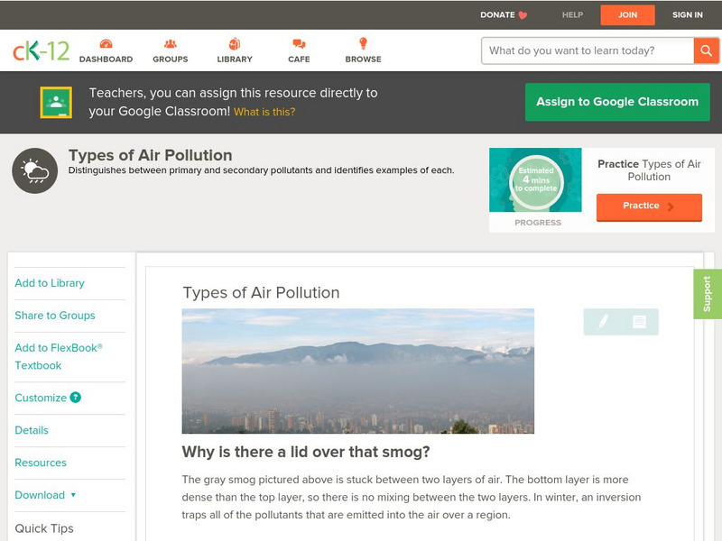 Ck 12: Earth Science: Types of Air Pollution Unit Plan Ck 12: Earth Science: Types of Air Pollution Unit Plan