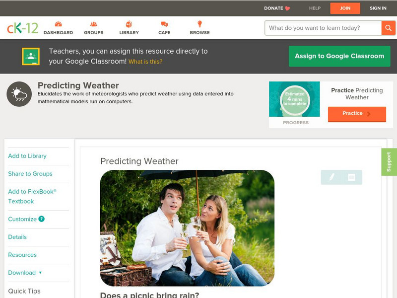 Ck 12: Earth Science: Predicting Weather Unit Plan Ck 12: Earth Science: Predicting Weather Unit Plan