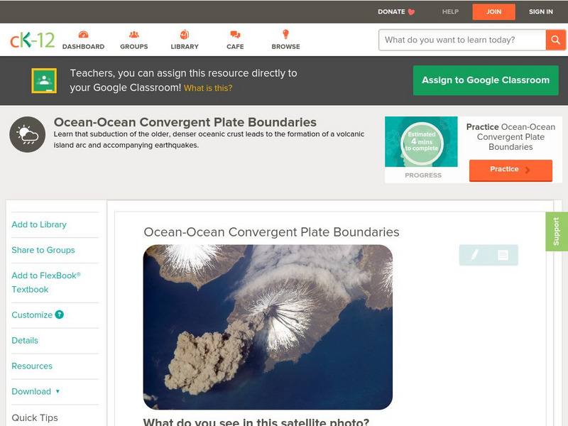 Ck 12: Earth Science: Ocean Ocean Convergent Plate Boundaries Unit Plan Ck 12: Earth Science: Ocean Ocean Convergent Plate Boundaries Unit Plan