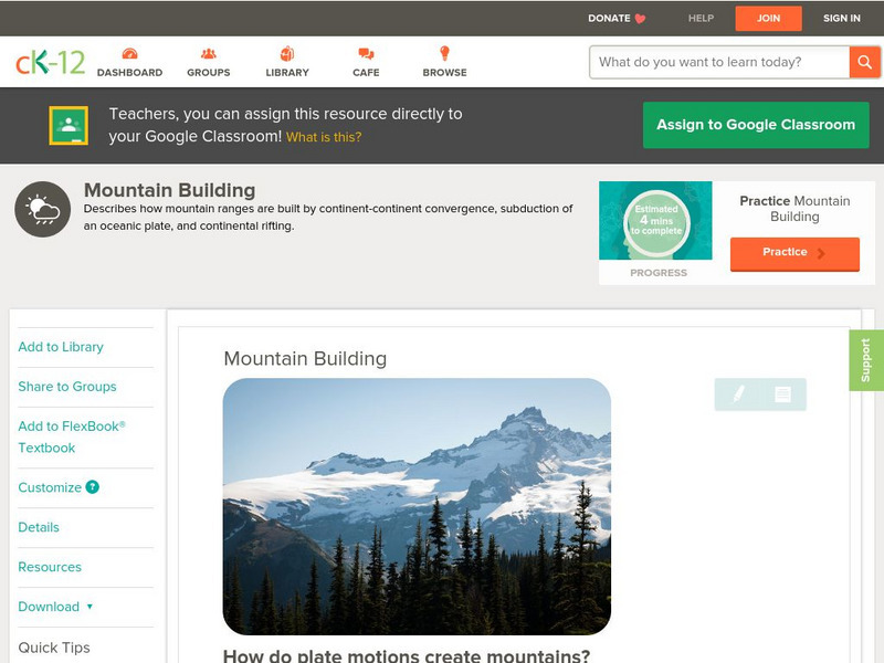 Ck 12: Earth Science: Mountain Building Unit Plan Ck 12: Earth Science: Mountain Building Unit Plan