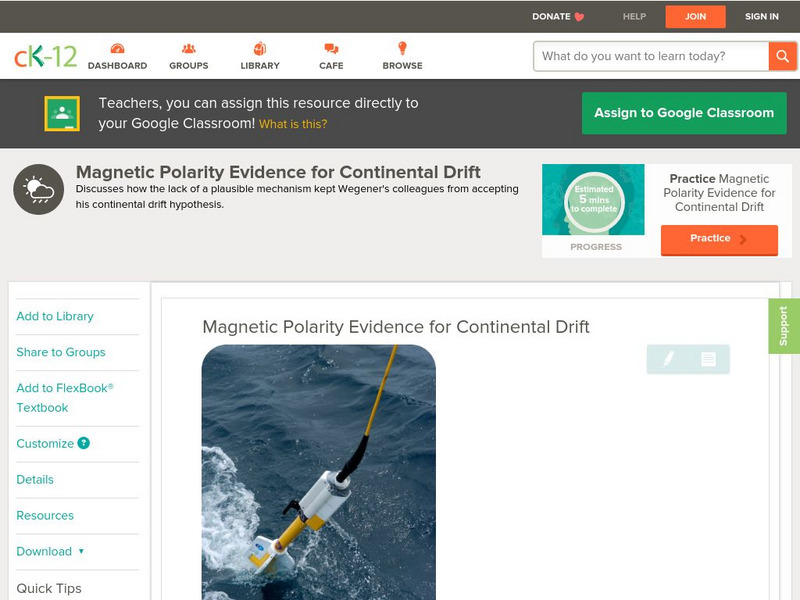 Ck 12: Magnetic Polarity Evidence for Continental Drift Unit Plan Ck 12: Magnetic Polarity Evidence for Continental Drift Unit Plan