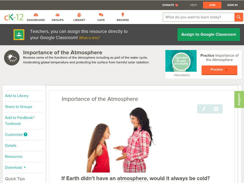 Ck 12: Earth Science: Importance of the Atmosphere Unit Plan Ck 12: Earth Science: Importance of the Atmosphere Unit Plan