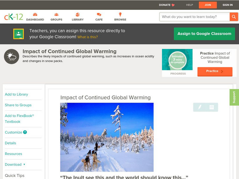 Ck 12: Earth Science: Impact of Continued Global Warming Unit Plan Ck 12: Earth Science: Impact of Continued Global Warming Unit Plan
