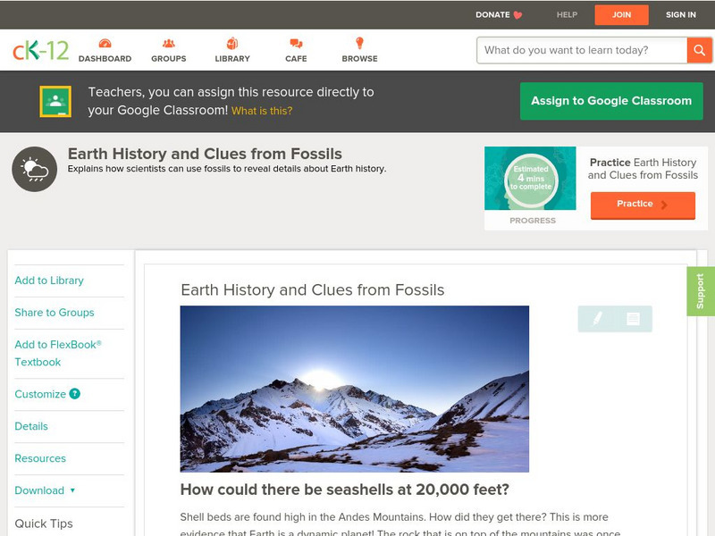 Ck 12: Earth Science: Earth History and Clues From Fossils Unit Plan Ck 12: Earth Science: Earth History and Clues From Fossils Unit Plan