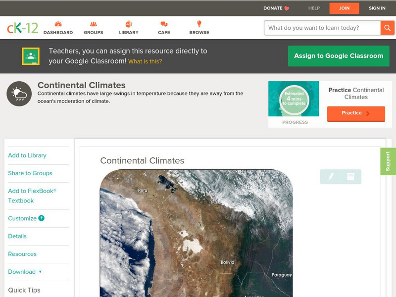 Ck 12: Earth Science: Continental Climates Unit Plan Ck 12: Earth Science: Continental Climates Unit Plan