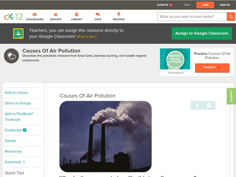 Ck 12: Earth Science: Causes of Air Pollution Unit Plan Ck 12: Earth Science: Causes of Air Pollution Unit Plan