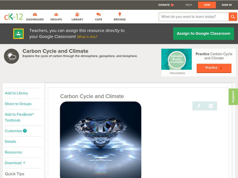 Ck 12: Earth Science: Carbon Cycle and Climate Unit Plan Ck 12: Earth Science: Carbon Cycle and Climate Unit Plan