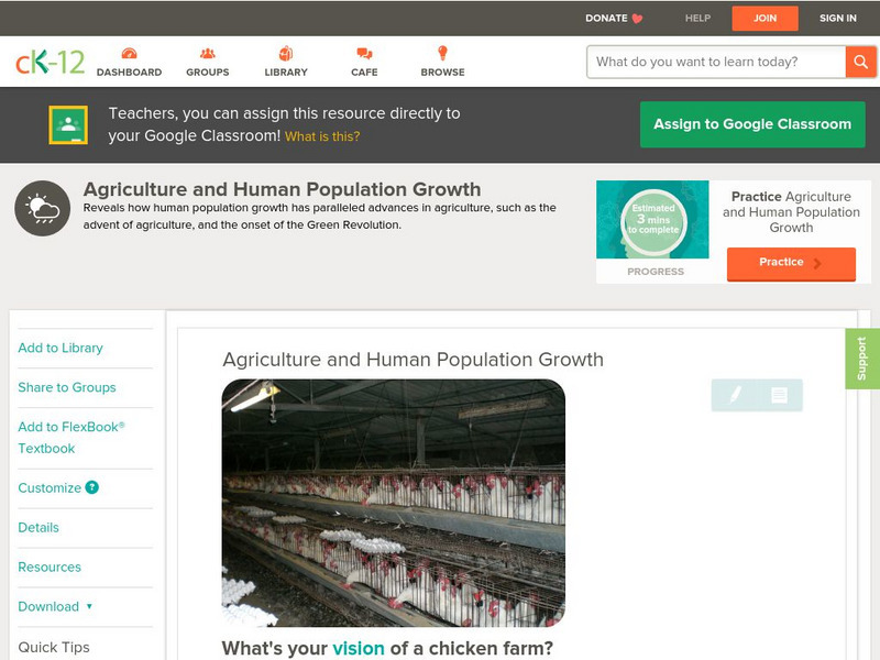 Ck 12: Earth Science: Agriculture and Human Population Growth Unit Plan Ck 12: Earth Science: Agriculture and Human Population Growth Unit Plan