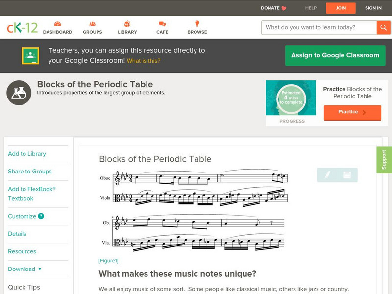 Ck 12: Chemistry: Blocks of the Periodic Table Unit Plan Ck 12: Chemistry: Blocks of the Periodic Table Unit Plan