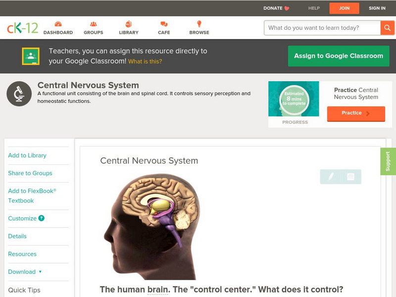 Ck 12: Biology: Central Nervous System Unit Plan Ck 12: Biology: Central Nervous System Unit Plan