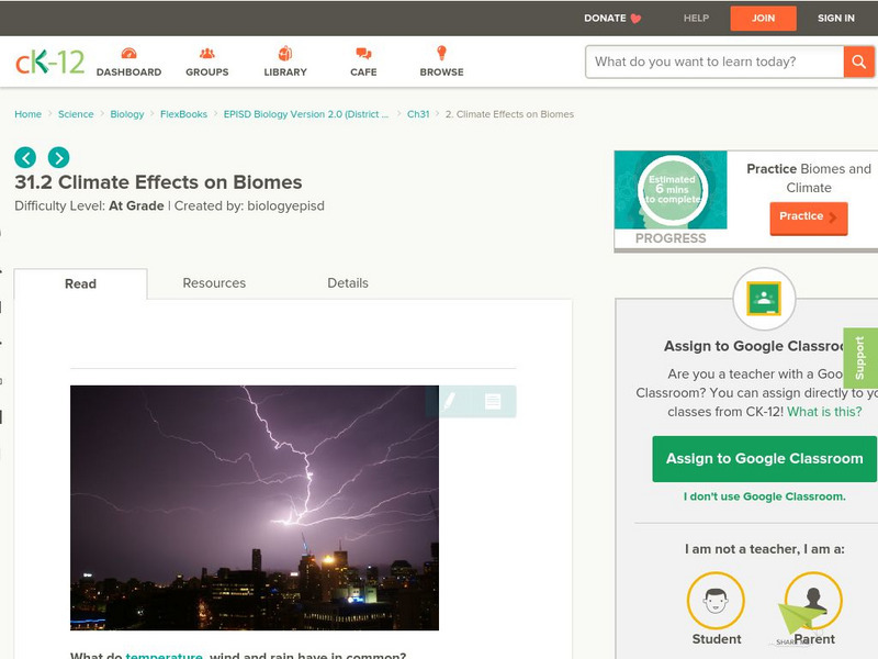 Ck 12: Episd: Climate Effects on Biomes Unit Plan Ck 12: Episd: Climate Effects on Biomes Unit Plan