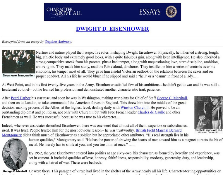 Pbs Character Above All: Dwight D. Eisenhower Website Pbs Character Above All: Dwight D. Eisenhower Website