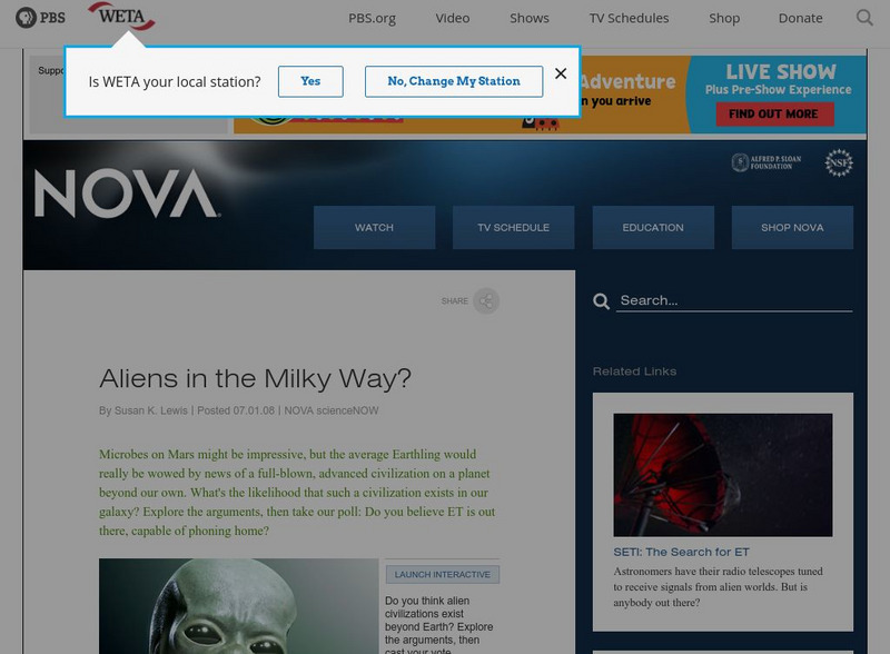 Nova: Do Aliens Exist in the Milky Way? Website Nova: Do Aliens Exist in the Milky Way? Website