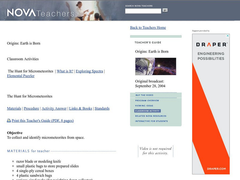 Pbs Teachers: Origins: Earth Is Born Lesson Plan Pbs Teachers: Origins: Earth Is Born Lesson Plan