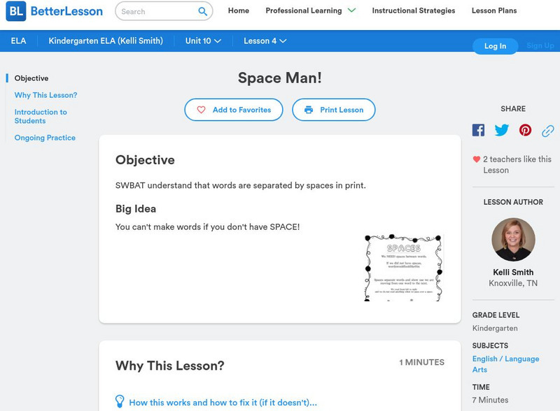 Better Lesson: Space Man! Lesson Plan Better Lesson: Space Man! Lesson Plan