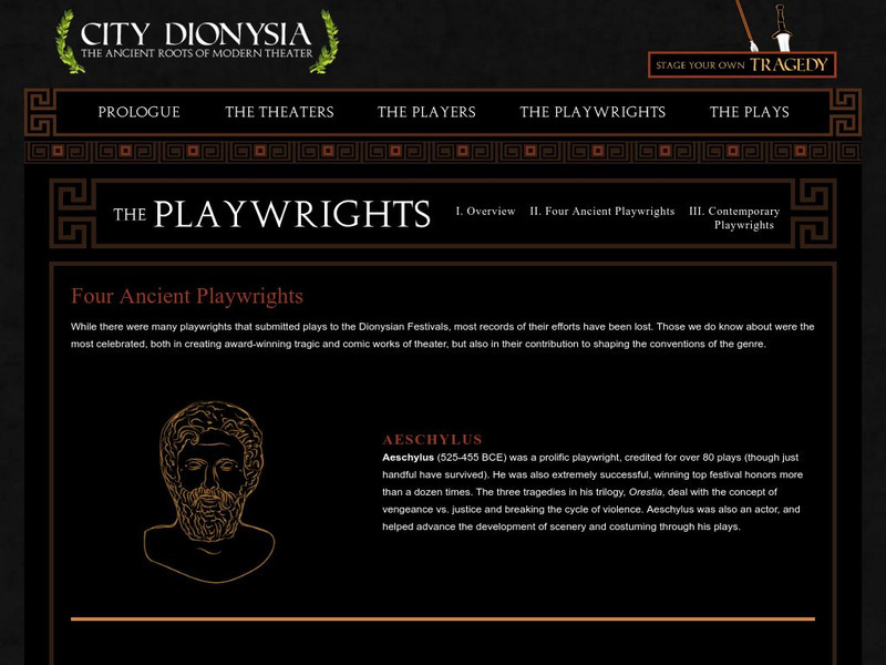 The Kennedy Center: Arts Edge: City Dionysia: Four Ancient Greek Playwrights Handout The Kennedy Center: Arts Edge: City Dionysia: Four Ancient Greek Playwrights Handout