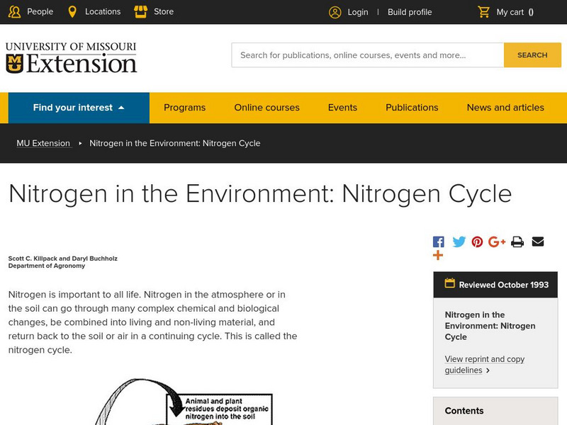 University of Missouri: The Nitrogen Cycle Website University of Missouri: The Nitrogen Cycle Website