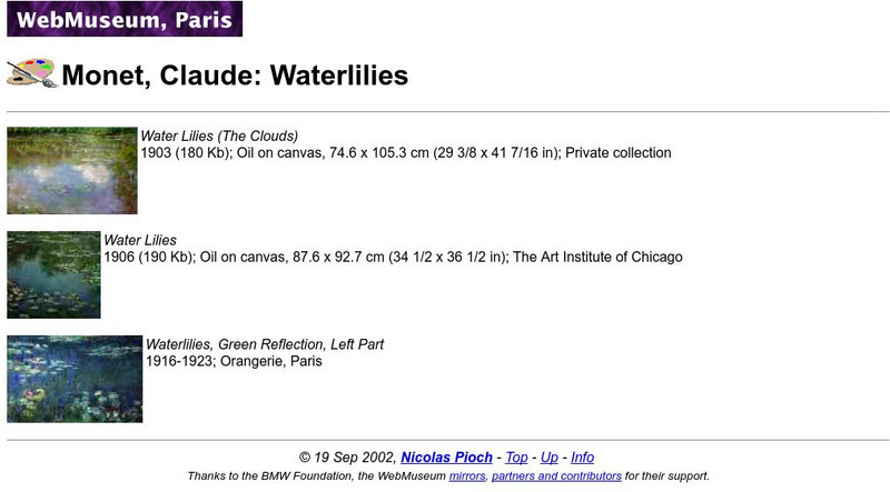 Ibiblio: Web Museum: Claude Monet Waterlilies Graphic Ibiblio: Web Museum: Claude Monet Waterlilies Graphic