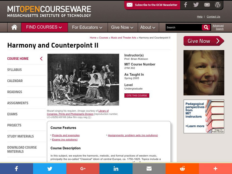Mit: Open Course Ware: Harmony and Counterpoint Ii Online Course Mit: Open Course Ware: Harmony and Counterpoint Ii Online Course