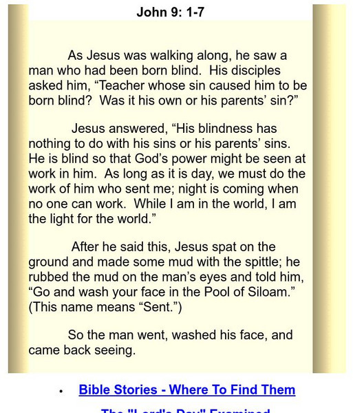 The Miracles of Jesus: Restored Sight to a Man Born Blind Primary The Miracles of Jesus: Restored Sight to a Man Born Blind Primary