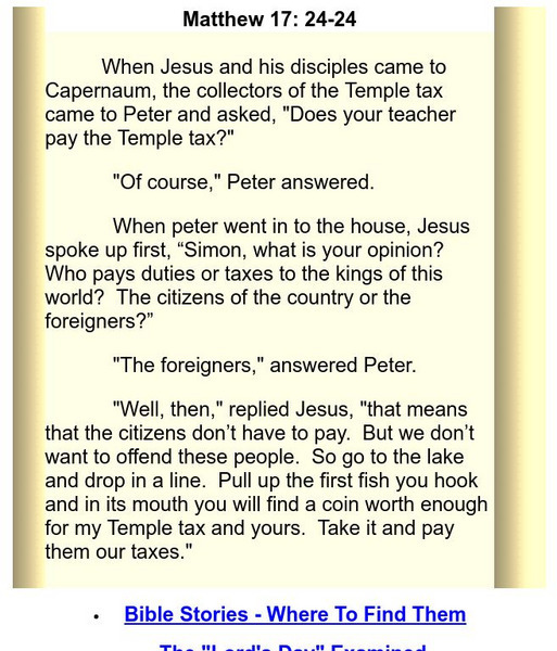 The Miracles of Jesus: Coin in Fishes Mouth Primary The Miracles of Jesus: Coin in Fishes Mouth Primary