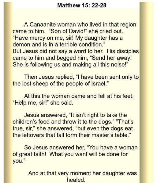The Miracles of Jesus: Healed Woman of Canaan's Daughter Primary The Miracles of Jesus: Healed Woman of Canaan's Daughter Primary