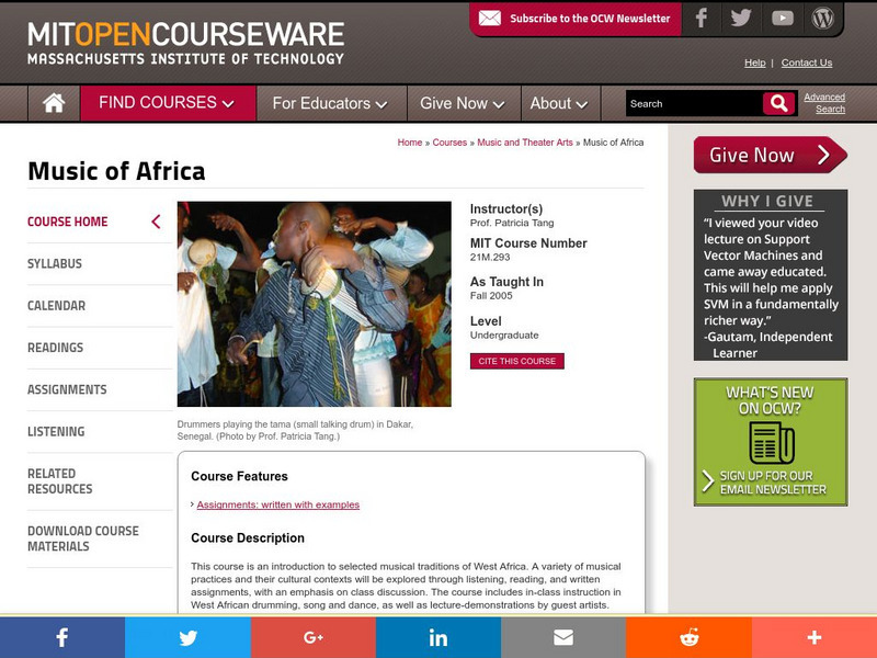 Mit: Open Course Ware: Music of Africa Online Course Mit: Open Course Ware: Music of Africa Online Course