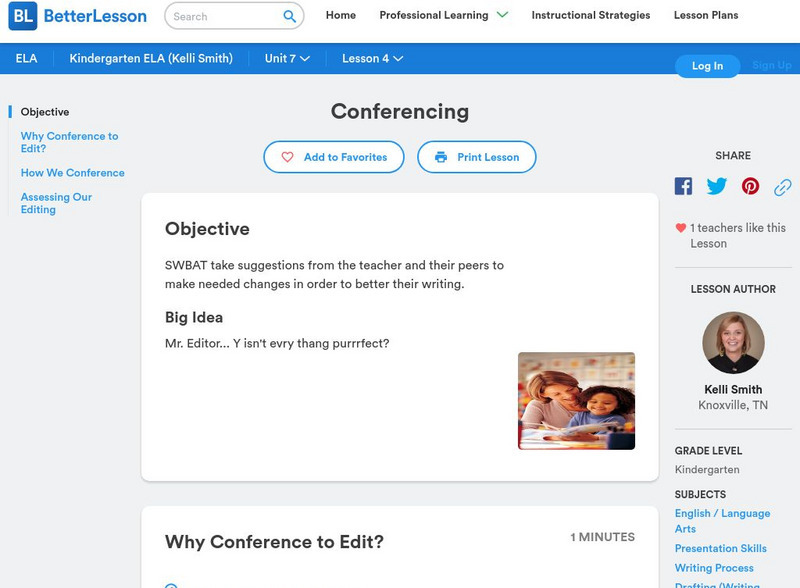 Better Lesson: Conferencing Lesson Plan Better Lesson: Conferencing Lesson Plan