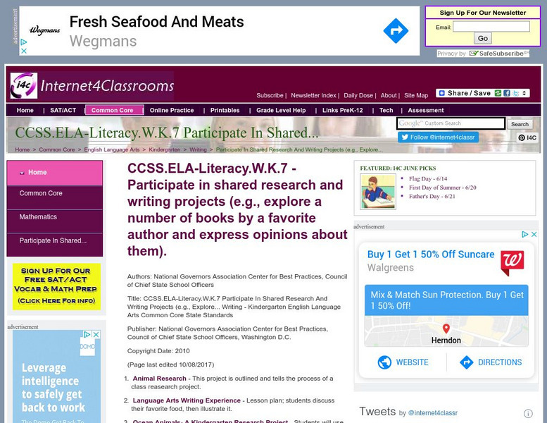 Internet4classrooms: ccss.ela literacy.w.k.7 Participate in Shared Research Website Internet4classrooms: ccss.ela literacy.w.k.7 Participate in Shared Research Website