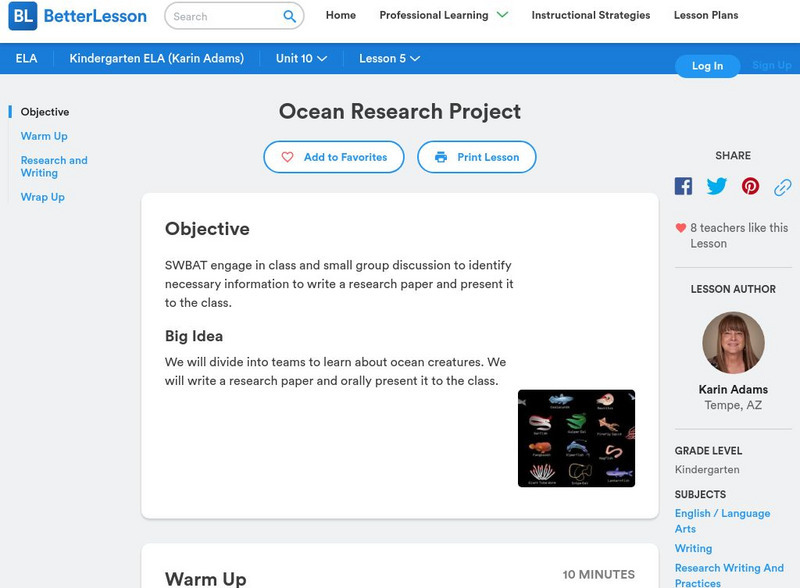Better Lesson: Ocean Research Project Lesson Plan Better Lesson: Ocean Research Project Lesson Plan