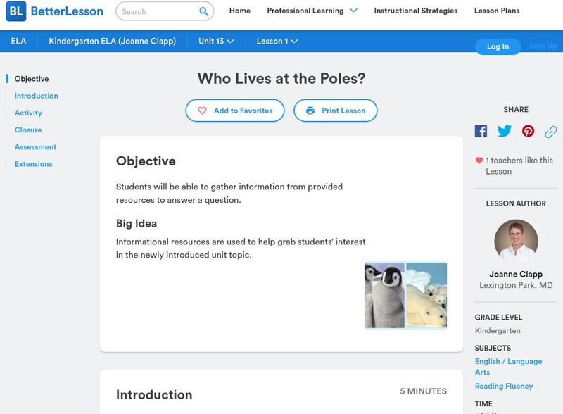 Better Lesson: Who Lives at the Poles? Lesson Plan Better Lesson: Who Lives at the Poles? Lesson Plan