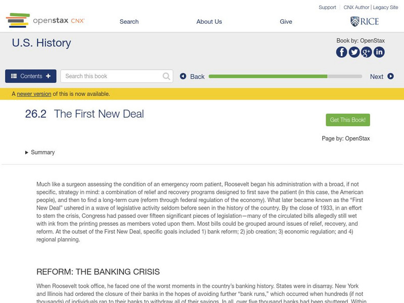 Open Stax: Franklin Roosevelt and the New Deal 1932 1941: The First New Deal eBook Open Stax: Franklin Roosevelt and the New Deal 1932 1941: The First New Deal eBook