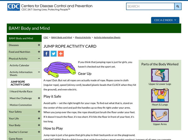 Centers for Disease Control: Bam! Jump Rope Handout Centers for Disease Control: Bam! Jump Rope Handout