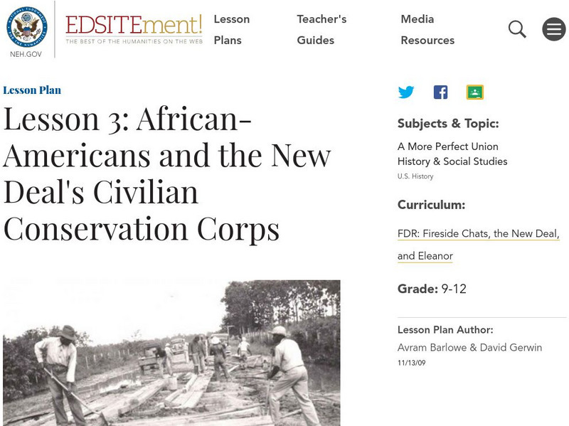 Neh: Edsit Ement:african Americans and the New Deal's Civilian Conservation Corps Lesson Plan Neh: Edsit Ement:african Americans and the New Deal's Civilian Conservation Corps Lesson Plan