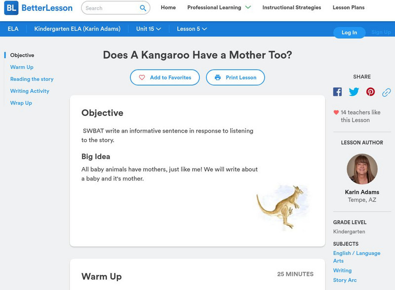 Better Lesson: Does a Kangaroo Have a Mother Too? Lesson Plan Better Lesson: Does a Kangaroo Have a Mother Too? Lesson Plan