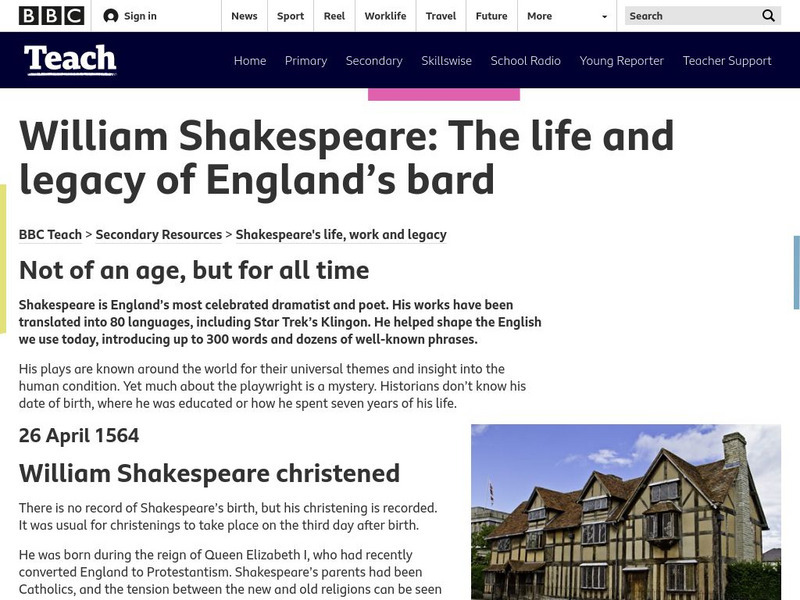 Bbc History: Historic Figures: William Shakespeare (1564 1616) Interactive Bbc History: Historic Figures: William Shakespeare (1564 1616) Interactive