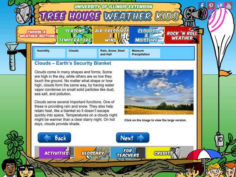 University of Illinois Extension: Tree House Weather Kids: Clouds and Moisture: Clouds: Earth's Security Blanket Unit Plan University of Illinois Extension: Tree House Weather Kids: Clouds and Moisture: Clouds: Earth's Security Blanket Unit Plan