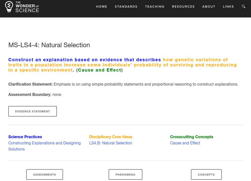 The Wonder of Science: Ms Ls4 4: Natural Selection Lesson Plan