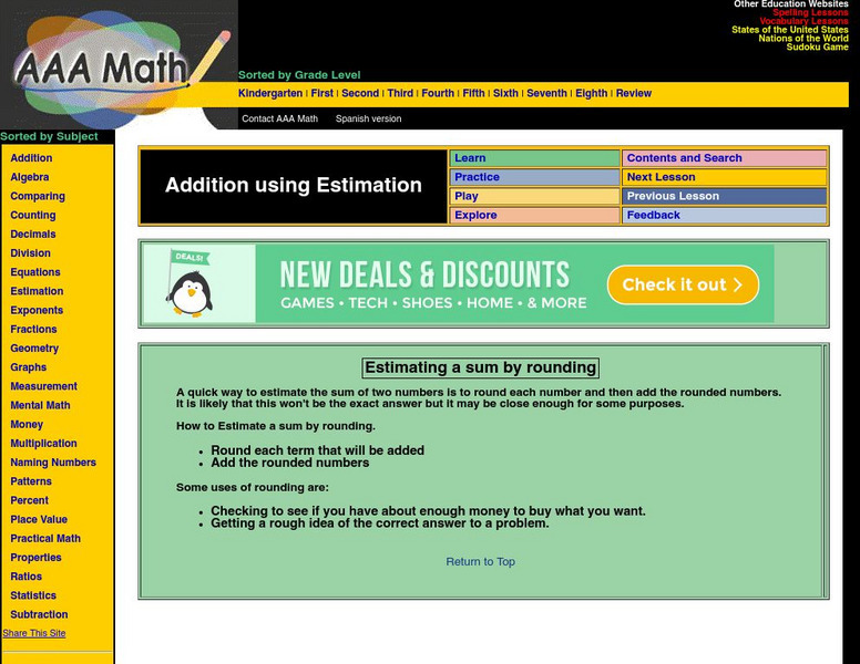 Aaa Math: Estimating a Sum Unit Plan Aaa Math: Estimating a Sum Unit Plan