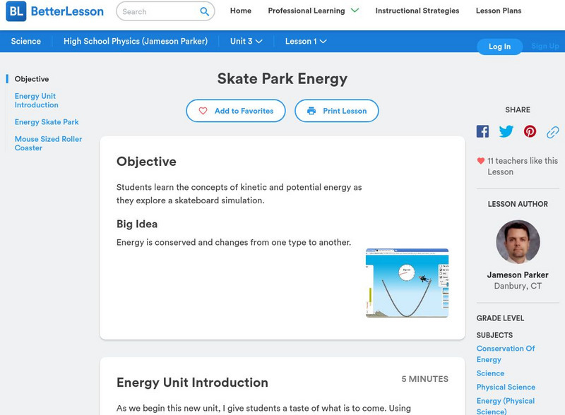 Better Lesson: Skate Park Energy Lesson Plan Better Lesson: Skate Park Energy Lesson Plan